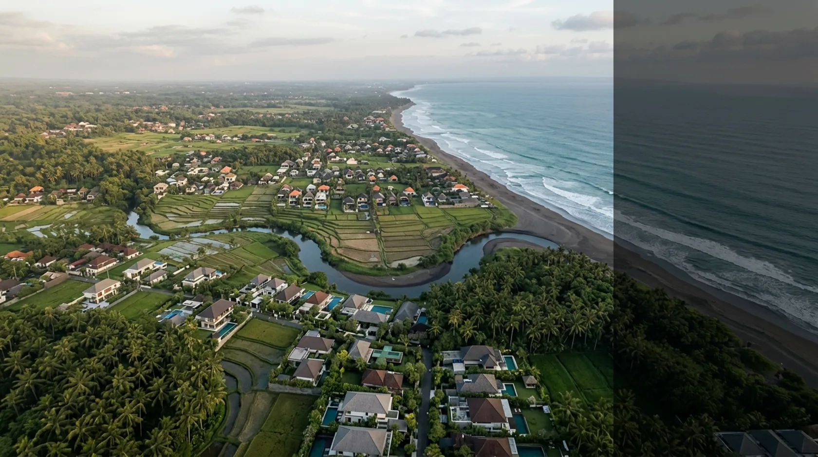 Aerial view of Bali's coastline